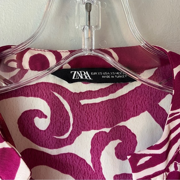Zara Magenta and White Floral Swirl Mini Dress - Picture 3 of 6